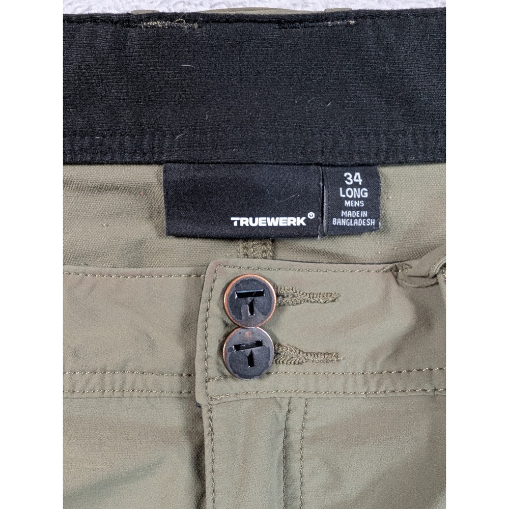 Truewerk T1 Werkshort Mens 34 Long Olive Green Cargo Work Shorts Tech Stretch - Picture 2 of 10